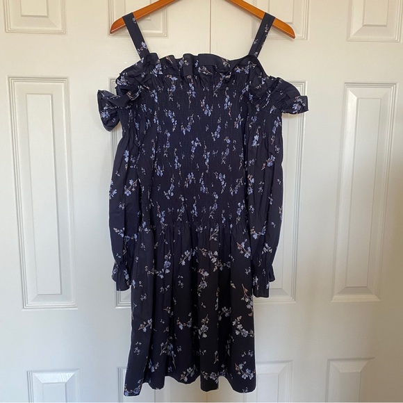 Rebecca Taylor Francine Floral Cold-Shoulder smocked Dress - Picture 5 of 7